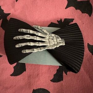 Black Bow with Skeleton Hand Accent
